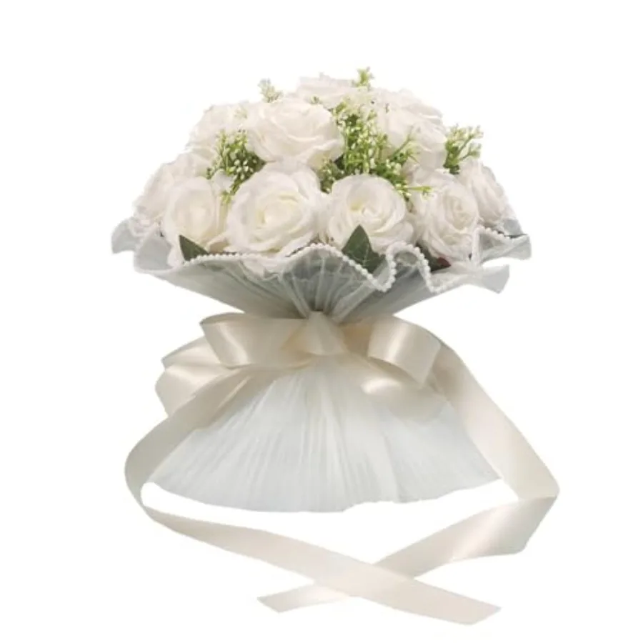Wedding Bouquets for Bride, Ivory White Bridal Bridesmaid Wedding Flowers, Artificial Toss Rose with Silk Ribbon for Civil Cere
Wedding Bouquets for Bride, Ivory White Bridal Bridesmaid Wedding Flowers, Artificial Toss Rose with Silk Ribbon for Civil Cere