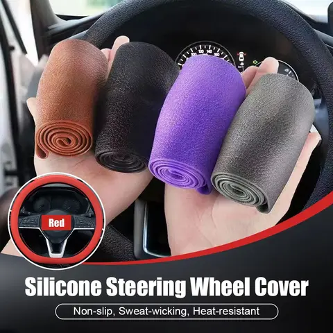Car Steering Wheel Cover Universal Auto Steering Wheel Handle Cover Anti-skid Wear-resistant All-season Silicone Steering Wheel