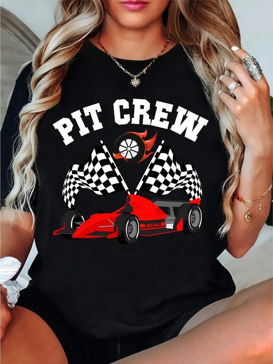 Pit Crew Racing Printed T-Shirt For Women Cotton Short Sleeve Casual Tee
Pit Crew Racing Printed T-Shirt For Women Cotton Short Sleeve Casual Tee