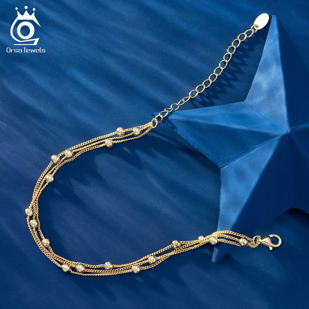 ORSA JEWELS Genuine 925 Sterling Silver Beads Ball Bracelets Vintage Multilayer Layer Chain Bracelet Beach Party Jewelry SB173
ORSA JEWELS Genuine 925 Sterling Silver Beads Ball Bracelets Vintage Multilayer Layer Chain Bracelet Beach Party Jewelry SB173