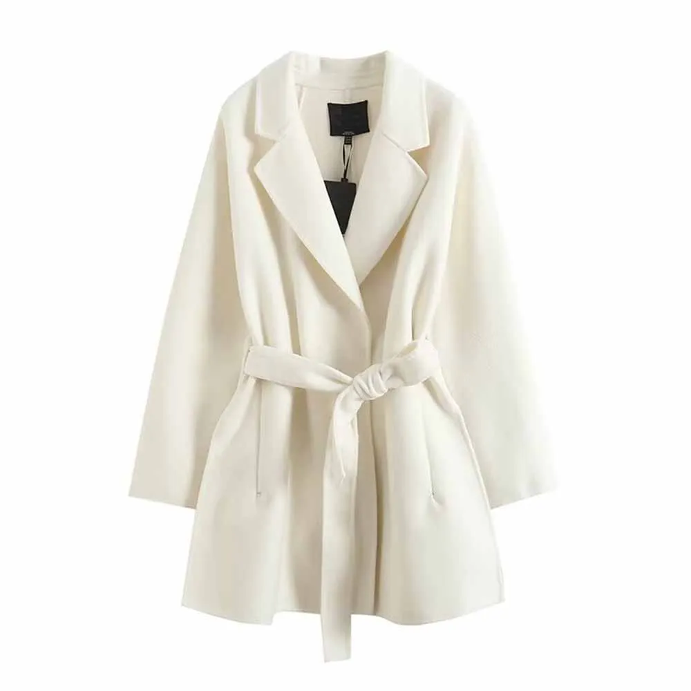 Women's new fashion with Belt Side slit design loose lapel woolen coat retro long sleeved button up women's coat chic top Skazi
Women's new fashion with Belt Side slit design loose lapel woolen coat retro long sleeved button up women's coat chic top Skazi