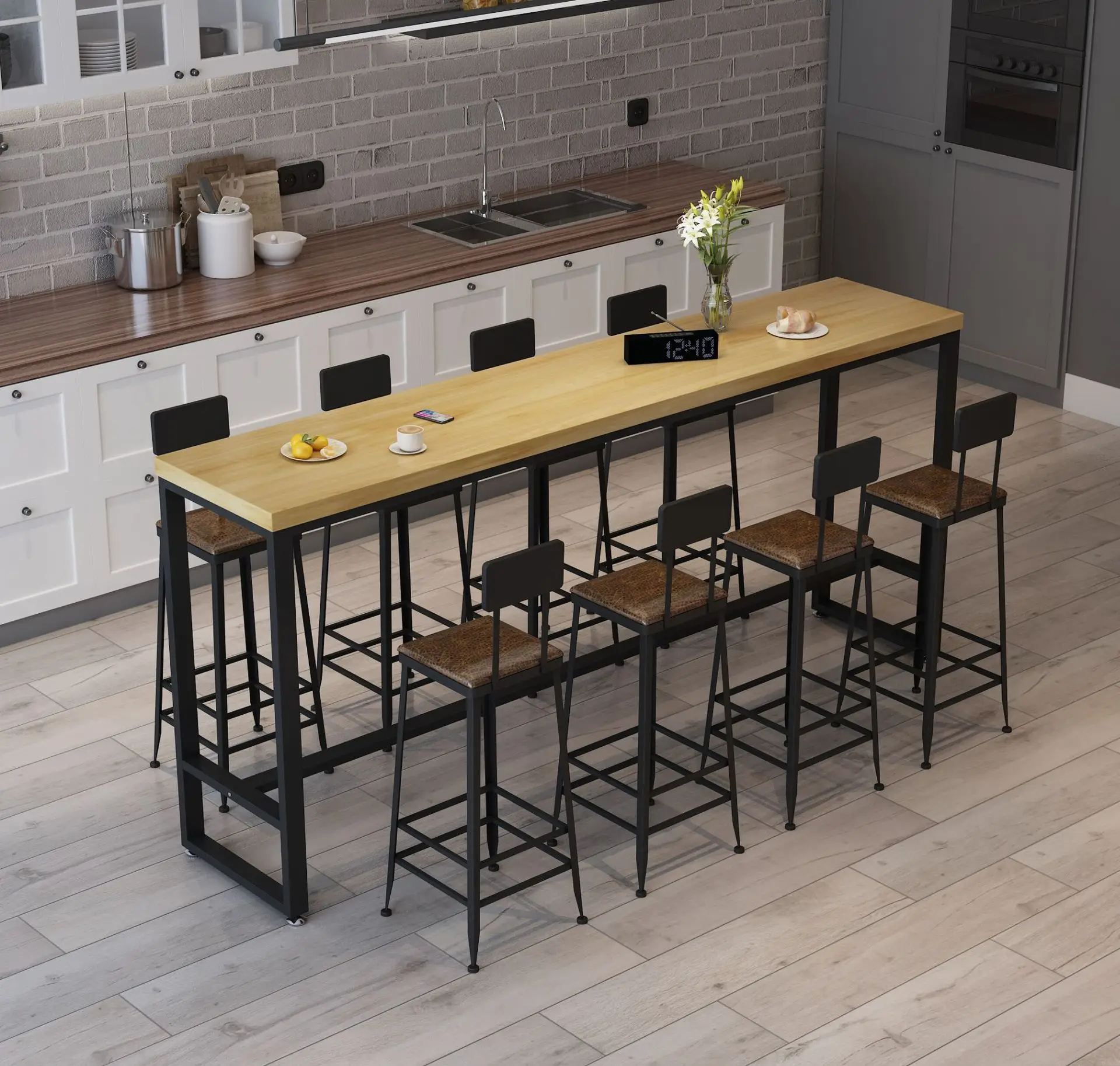 !@American Retro Bar Table & Chair Combination Solid Wood Long Iron High Table for Milk Tea Shop Modern Design Style Against Wal
!@American Retro Bar Table & Chair Combination Solid Wood Long Iron High Table for Milk Tea Shop Modern Design Style Against Wal