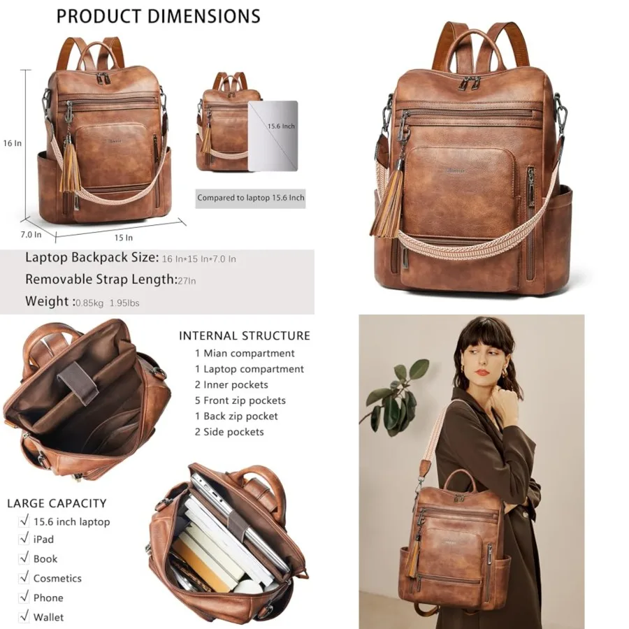 Vegan Leather Laptop Backpack for Women 15.6 inch Work Backpack Fashion Travel Backpack Purse for Travel College Work
Vegan Leather Laptop Backpack for Women 15.6 inch Work Backpack Fashion Travel Backpack Purse for Travel College Work