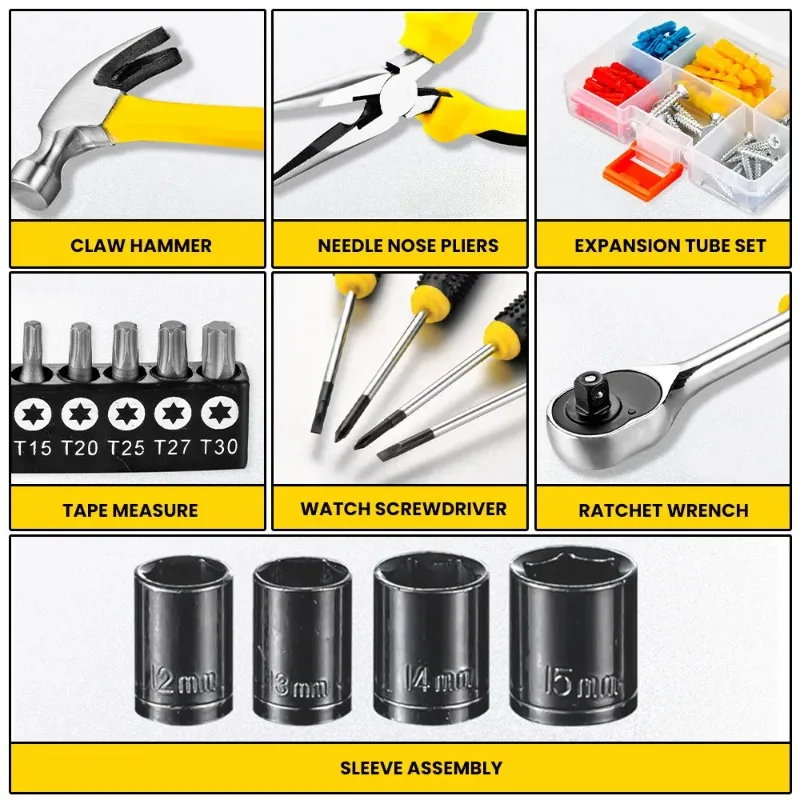 【Premium】108 Piece Tool Set General House hold Hand Tool Kit with Plastic Toolbox Storage Case Used to Car repair And home repai
【Premium】108 Piece Tool Set General House hold Hand Tool Kit with Plastic Toolbox Storage Case Used to Car repair And home repai