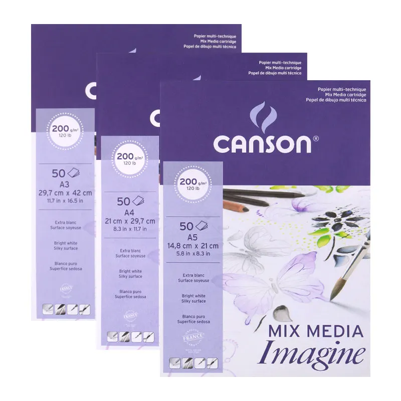 CANSON IMAGINE Watercolor Paper Pad Hot Pressed 200g A3/A4/A5 50 Sheets Per Pad Wood Pulp Paper for Watercolor Painting
CANSON IMAGINE Watercolor Paper Pad Hot Pressed 200g A3/A4/A5 50 Sheets Per Pad Wood Pulp Paper for Watercolor Painting