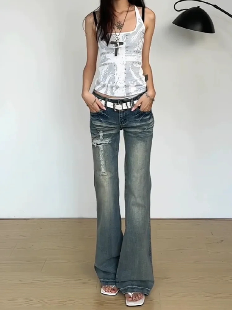 American Style Vintage Denim Jeans Women's Summer Design Washed Low Waist Slim Wide Leg Pants Cross Hole Micro Flared Jeans
American Style Vintage Denim Jeans Women's Summer Design Washed Low Waist Slim Wide Leg Pants Cross Hole Micro Flared Jeans