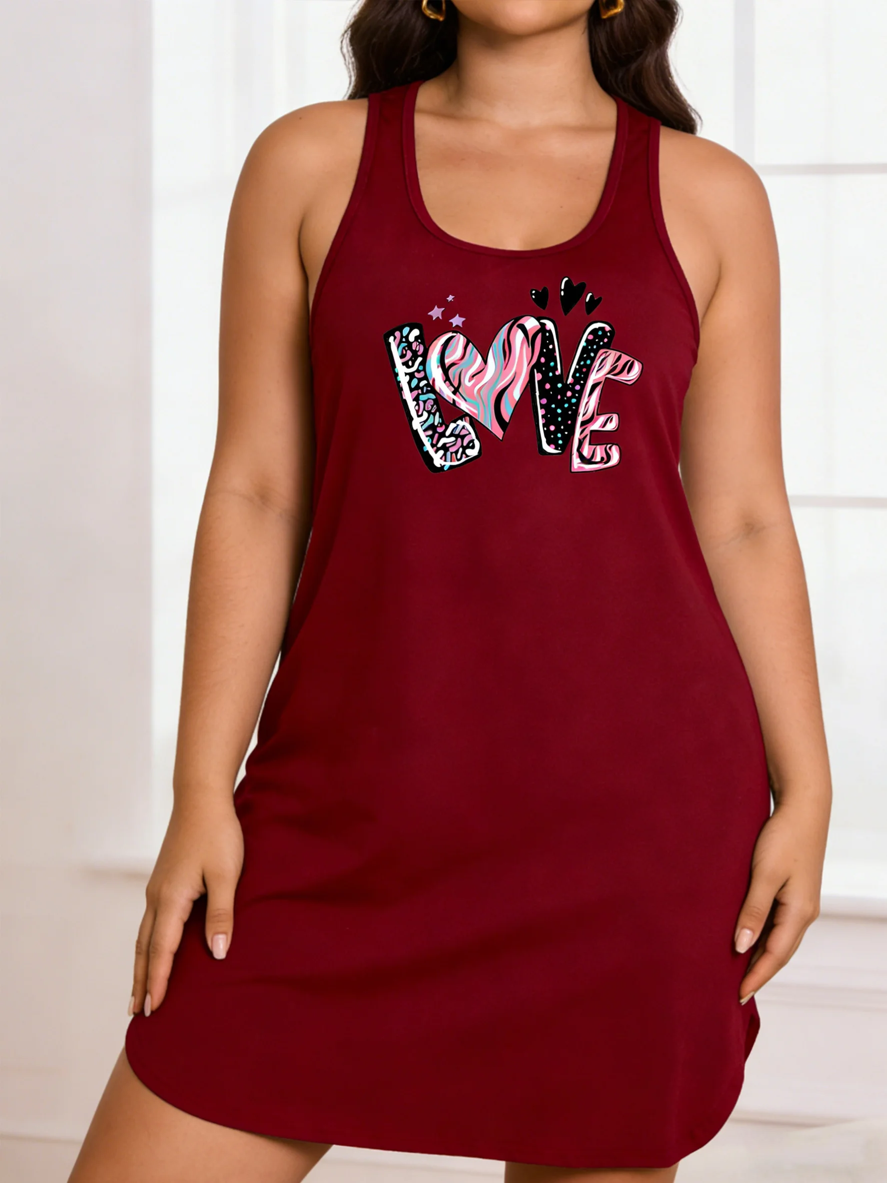 Women's plus-size fashionable casual LOVE lettered halter dress, suitable for home wear, outings and dates
Women's plus-size fashionable casual LOVE lettered halter dress, suitable for home wear, outings and dates
