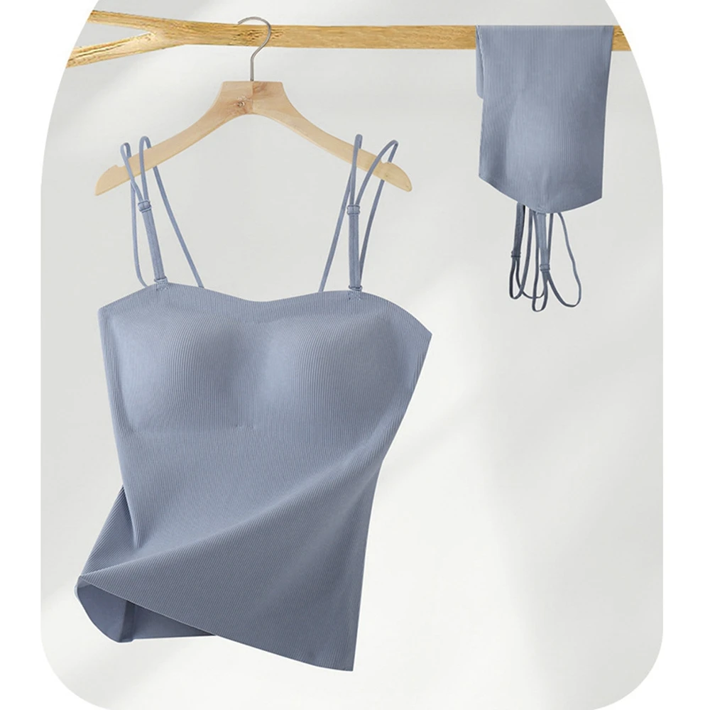Women Fashion Summer Spaghetti Strap Vest Tops Tanks & Camis Solid Color Seamless Back Undercover Underwear with Chest Cushion
Women Fashion Summer Spaghetti Strap Vest Tops Tanks & Camis Solid Color Seamless Back Undercover Underwear with Chest Cushion