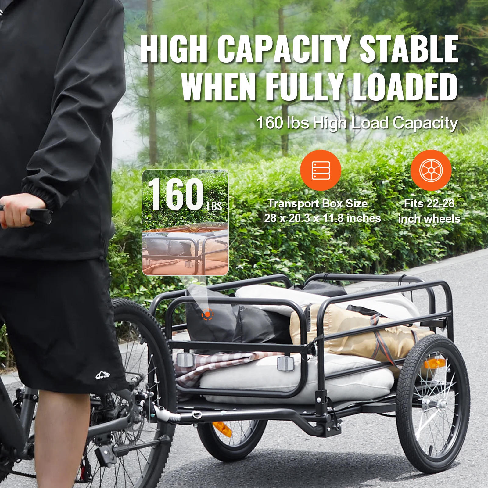 with 16" Wheels Safe Reflectors Fits 22"-28" Bike Wheels SucceBuy 160 lbs Bike Cargo Trailer Foldable Storage Bicycle Wagon Cart
with 16" Wheels Safe Reflectors Fits 22"-28" Bike Wheels SucceBuy 160 lbs Bike Cargo Trailer Foldable Storage Bicycle Wagon Cart
