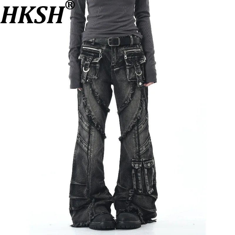 HKSH Spring Autumn New Man American Heavy Vintage Washed Jeans Frayed Edge Jeans Women Subculture Punk Flared Denim Pants HK9986 
HKSH Spring Autumn New Man American Heavy Vintage Washed Jeans Frayed Edge Jeans Women Subculture Punk Flared Denim Pants HK9986