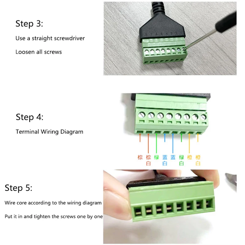 RJ45 Ethernet Male To 8 Pin AV Terminal Screw Adapter Converter Block Plug Cable For CCTV Camera
RJ45 Ethernet Male To 8 Pin AV Terminal Screw Adapter Converter Block Plug Cable For CCTV Camera