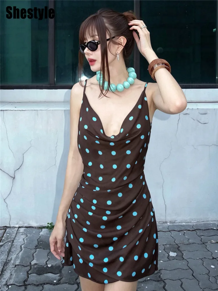 Shestyle Polka Dot Brown Summer A-Line Dress Women Spaghetti Strap Swinging Collar Vacation Beachwear Basic Backless Hot Sexy
Shestyle Polka Dot Brown Summer A-Line Dress Women Spaghetti Strap Swinging Collar Vacation Beachwear Basic Backless Hot Sexy