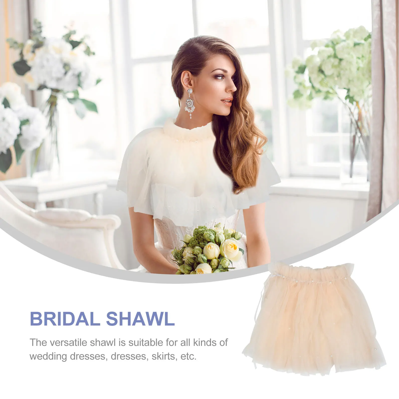 1 pc Wedding Dress Bridal Bolero Bridal Shawl Elegant Scarf Wrap Lightweight Shawl For All Wedding Dress Cloak Seasons
1 pc Wedding Dress Bridal Bolero Bridal Shawl Elegant Scarf Wrap Lightweight Shawl For All Wedding Dress Cloak Seasons