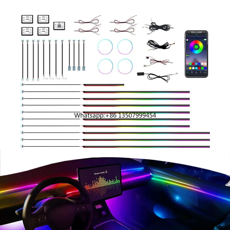 OEM Manufacturer Customizable RGB Dynamic Symphony Car Interior Light 18 / 22 in 1 Ambient Atmosphere LED Light Kit for Car
OEM Manufacturer Customizable RGB Dynamic Symphony Car Interior Light 18 / 22 in 1 Ambient Atmosphere LED Light Kit for Car