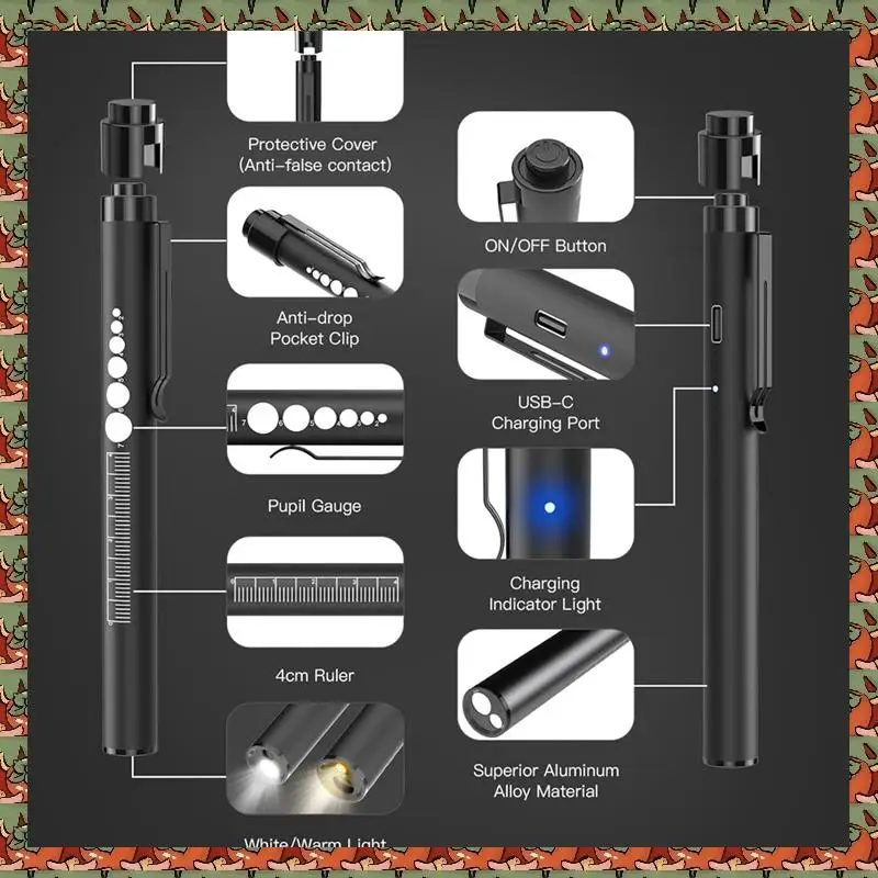 Rechargeable Pen Lights With Pupil Gauge & Ruler For Nurses Doctors, Echargeable, LED Penlights 2Pcs
Rechargeable Pen Lights With Pupil Gauge & Ruler For Nurses Doctors, Echargeable, LED Penlights 2Pcs
