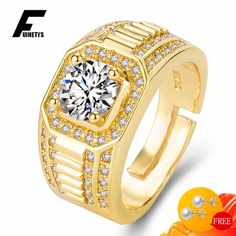 Luxury Men Ring 925 Silver Jewelry Inlaid Zircon Gemstones Gold Color Finger Rings Accessories for Male Wedding Engagement Party
Luxury Men Ring 925 Silver Jewelry Inlaid Zircon Gemstones Gold Color Finger Rings Accessories for Male Wedding Engagement Party
