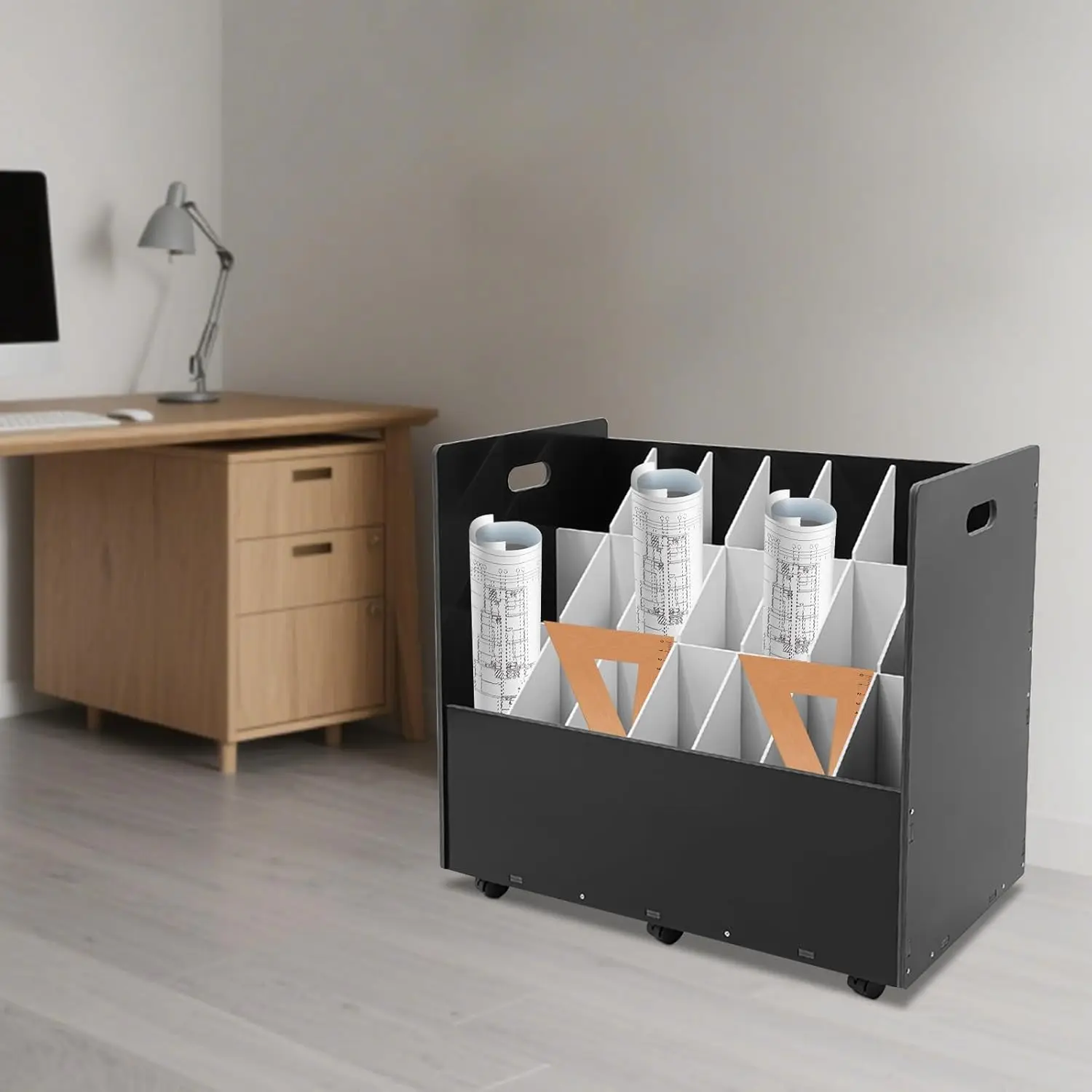 Mobile Blueprint Storage Cart, Black Rolling Roll File Organizer with Wheels, Document Roll Holder Rack for Home and Office Use
Mobile Blueprint Storage Cart, Black Rolling Roll File Organizer with Wheels, Document Roll Holder Rack for Home and Office Use