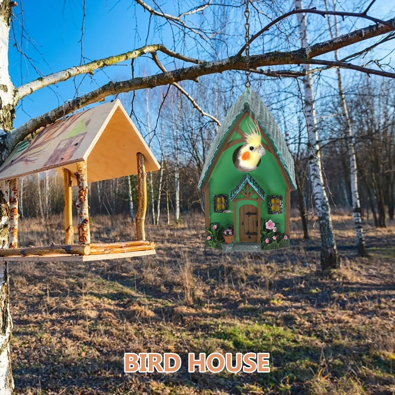 Outdoor Bird House Hanging Nest for Garden Tree Porch Resin Craft Decor Shelter for Birds Bright Color Attracts Wildlife Easily
Outdoor Bird House Hanging Nest for Garden Tree Porch Resin Craft Decor Shelter for Birds Bright Color Attracts Wildlife Easily