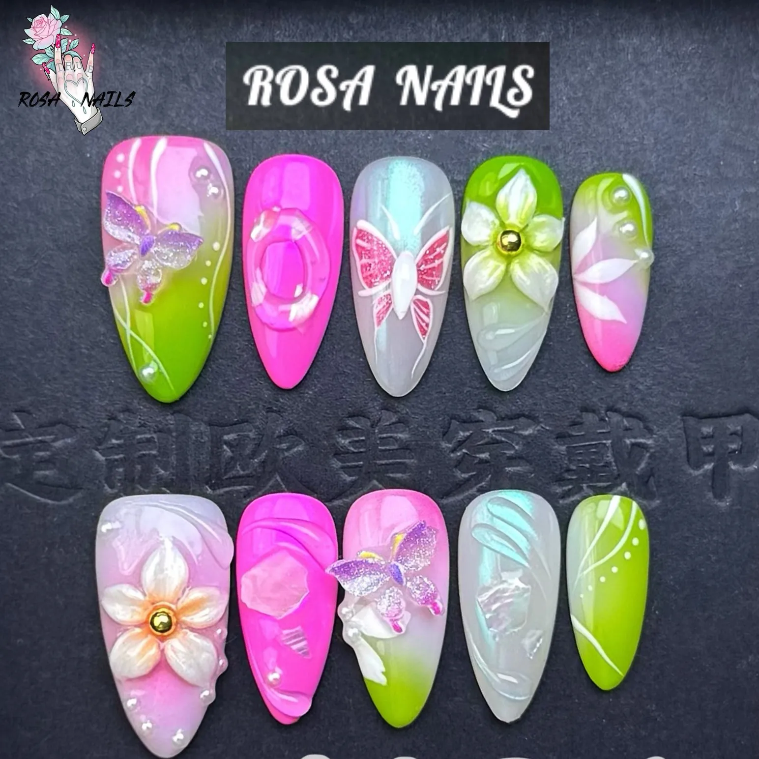 Накладные ногти ручной работы Красочные 3D резные цветы Накладные ногти Цветочный миндаль 3D Цветок бабочки Y2K Накладные ногти Зеленые розовые кончики
Накладные ногти ручной работы Красочные 3D резные цветы Накладные ногти Цветочный миндаль 3D Цветок бабочки Y2K Накладные ногти Зеленые розовые кончики