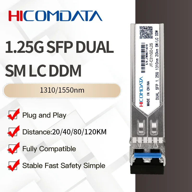 Gigabit SFP Module, Single Mode Dual Fiber LC Transceiver, 10/20/40/80/120km, 1.25Gbps for TP-Link/Mikrotik/Cisco.. Switch
Gigabit SFP Module, Single Mode Dual Fiber LC Transceiver, 10/20/40/80/120km, 1.25Gbps for TP-Link/Mikrotik/Cisco.. Switch
