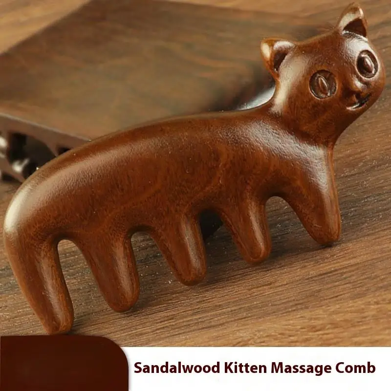 Cat Shape Sandalwood Hair Comb Scalp Relax Acupoint Massager Portable Wooden Handle Five Teeth Comb Anti-Static Styling Tool
Cat Shape Sandalwood Hair Comb Scalp Relax Acupoint Massager Portable Wooden Handle Five Teeth Comb Anti-Static Styling Tool