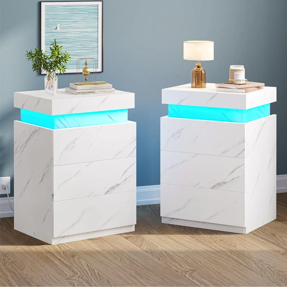 LED Nightstands Set of 2,Night Stands for Bedroom,Nightstand with Charging Station and Sliding Top,Bedside Table with Drawers,Mo
LED Nightstands Set of 2,Night Stands for Bedroom,Nightstand with Charging Station and Sliding Top,Bedside Table with Drawers,Mo