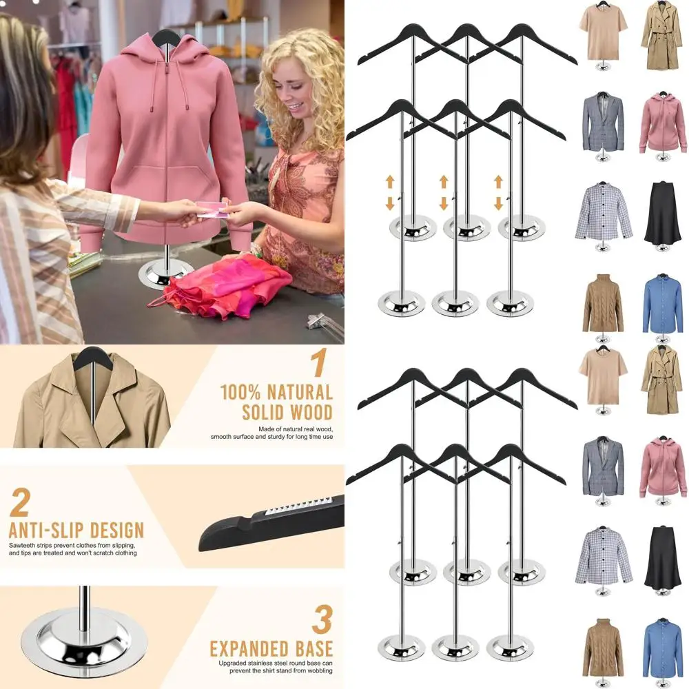 Деревянные подставки для футболок с регулируемой высотой для розничной торговли — 6 шт., черные
Деревянные подставки для футболок с регулируемой высотой для розничной торговли — 6 шт., черные