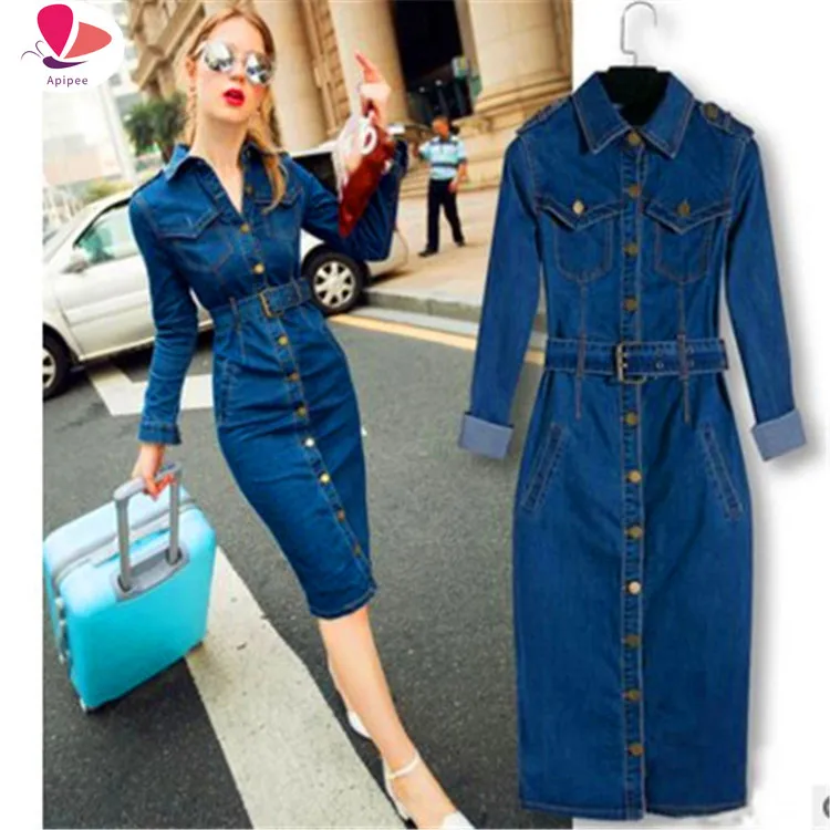 Women Winter Office Slim Jeans Mid-cuff Dress With Belt For Women Jeans Dress Modis Turn Down Collar Button Bodycon Dresses
Women Winter Office Slim Jeans Mid-cuff Dress With Belt For Women Jeans Dress Modis Turn Down Collar Button Bodycon Dresses