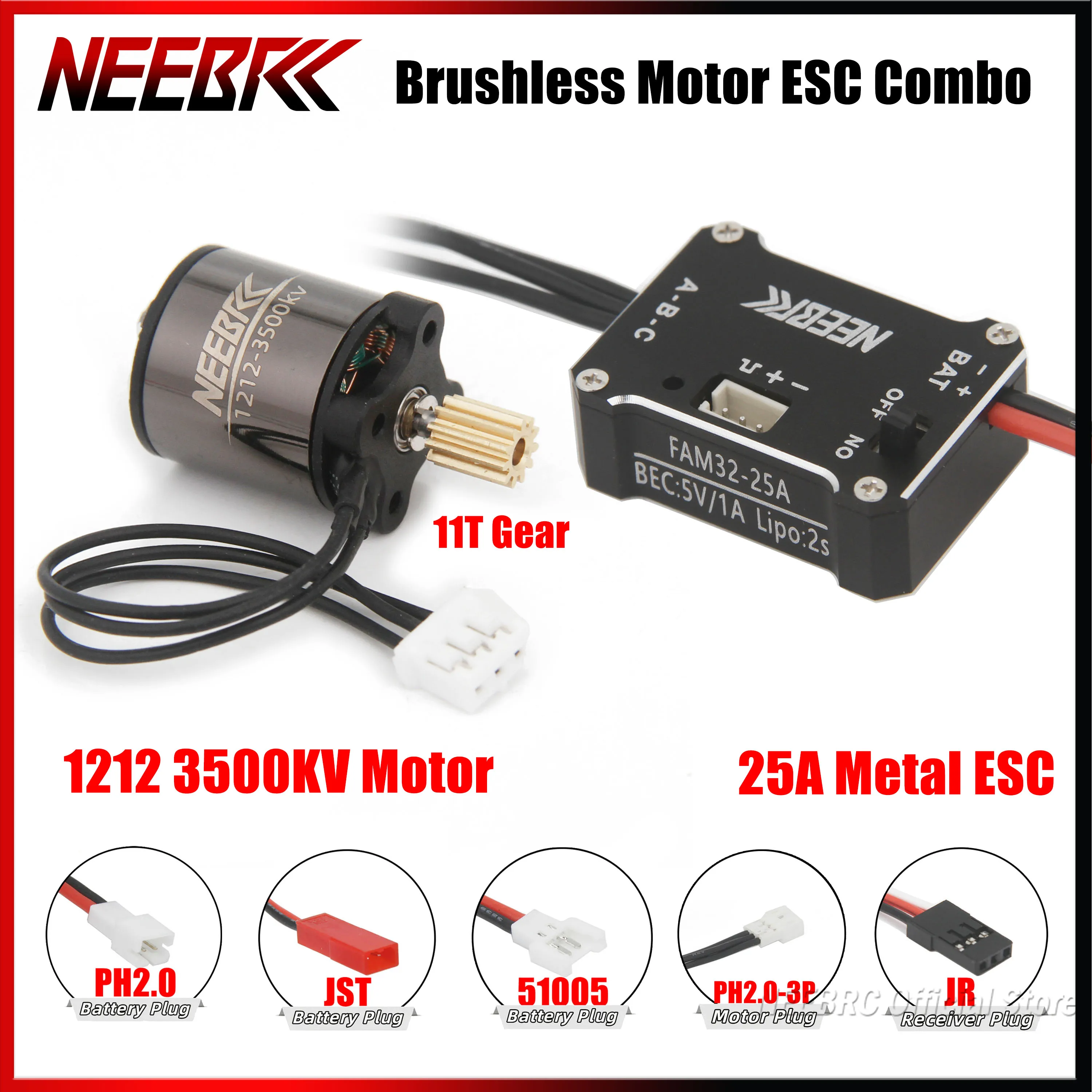 NEEBRC 1212 3500KV Brushless Motor 25A Metal ESC 2S 5V/1A for 1/18 1/24 1/28 Trx4m RC Climbing Drift Car Upgrade Part 1224 1621
NEEBRC 1212 3500KV Brushless Motor 25A Metal ESC 2S 5V/1A for 1/18 1/24 1/28 Trx4m RC Climbing Drift Car Upgrade Part 1224 1621