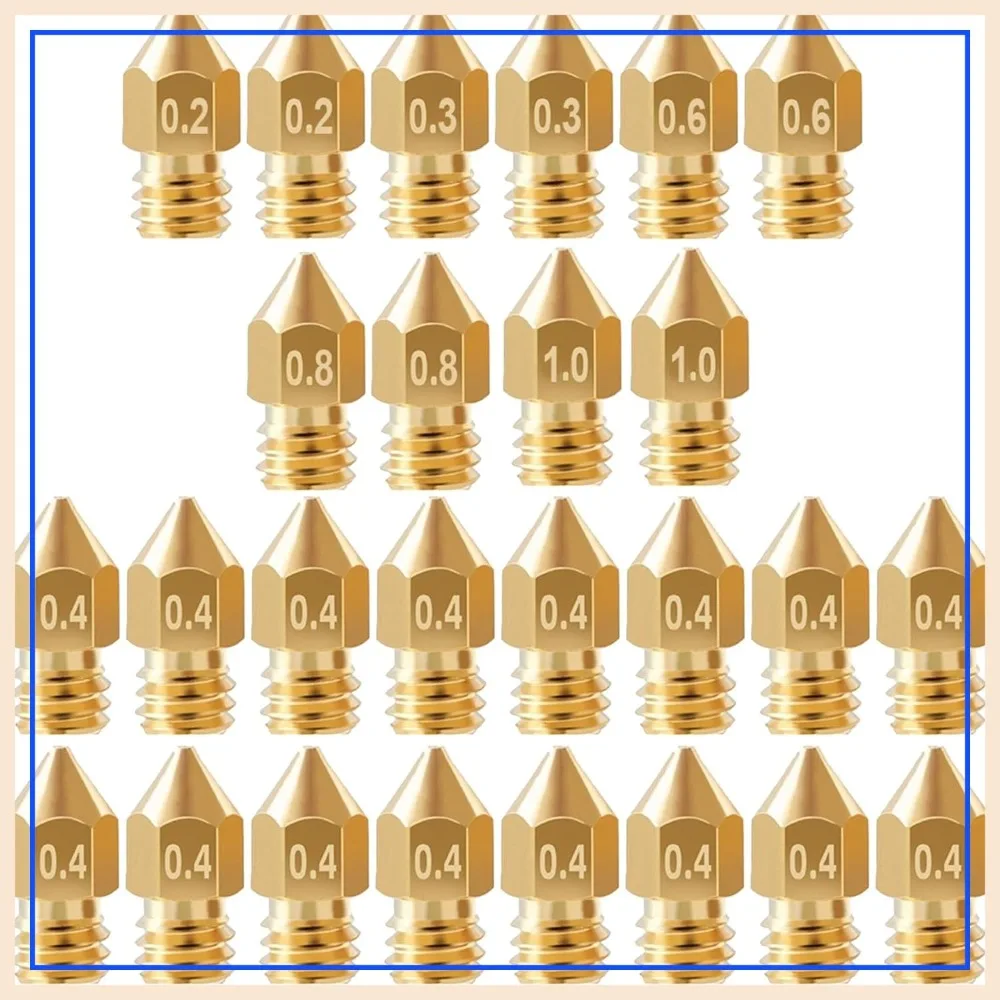 26Pcs MK8 Nozzles Kit, Brass 3D Printer Nozzles 0.2-1.0mm for Ender 3/CR10 Series
26Pcs MK8 Nozzles Kit, Brass 3D Printer Nozzles 0.2-1.0mm for Ender 3/CR10 Series