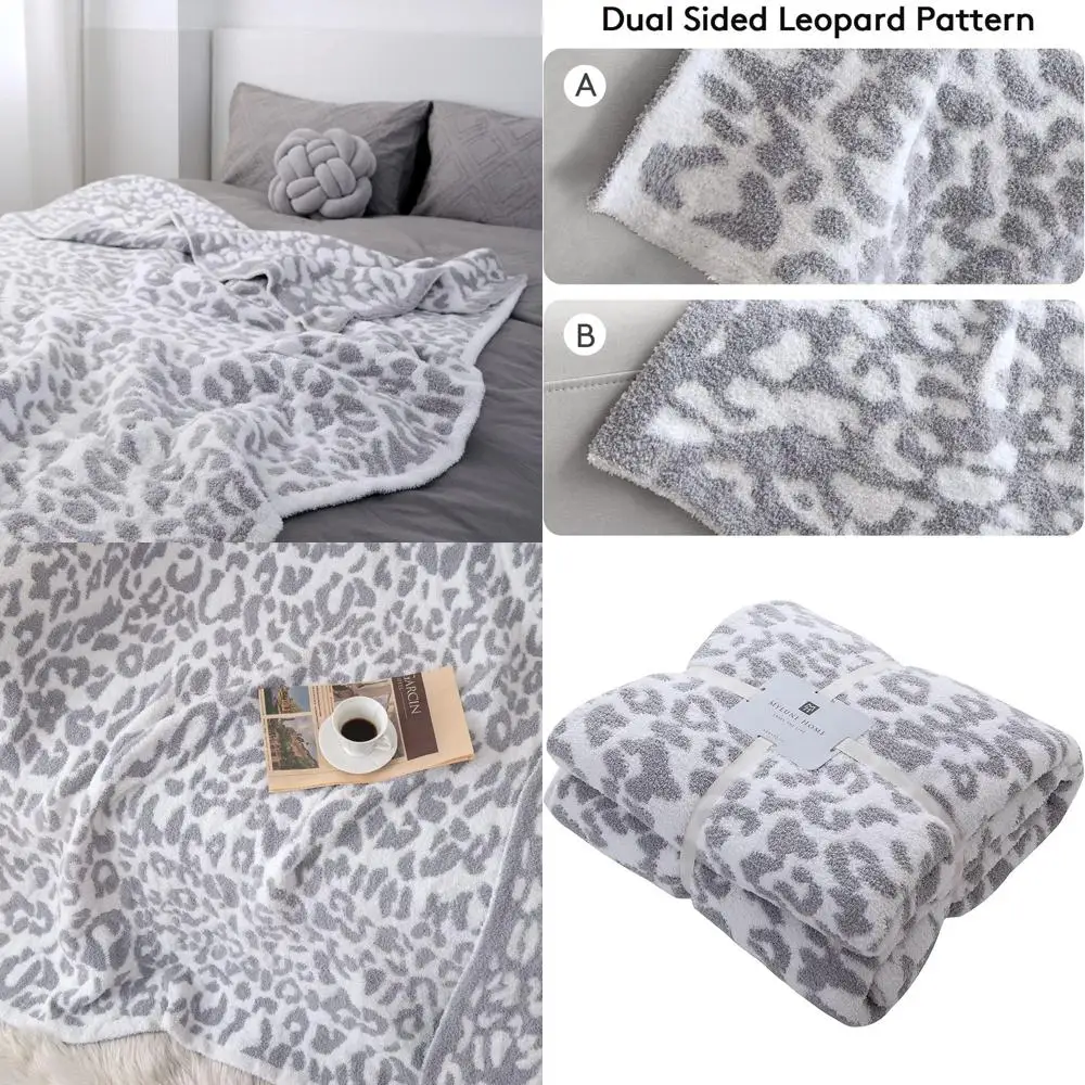 Роскошное двустороннее одеяло с леопардовым принтом, 71x78 дюймов, белое и серое.
Роскошное двустороннее одеяло с леопардовым принтом, 71x78 дюймов, белое и серое.