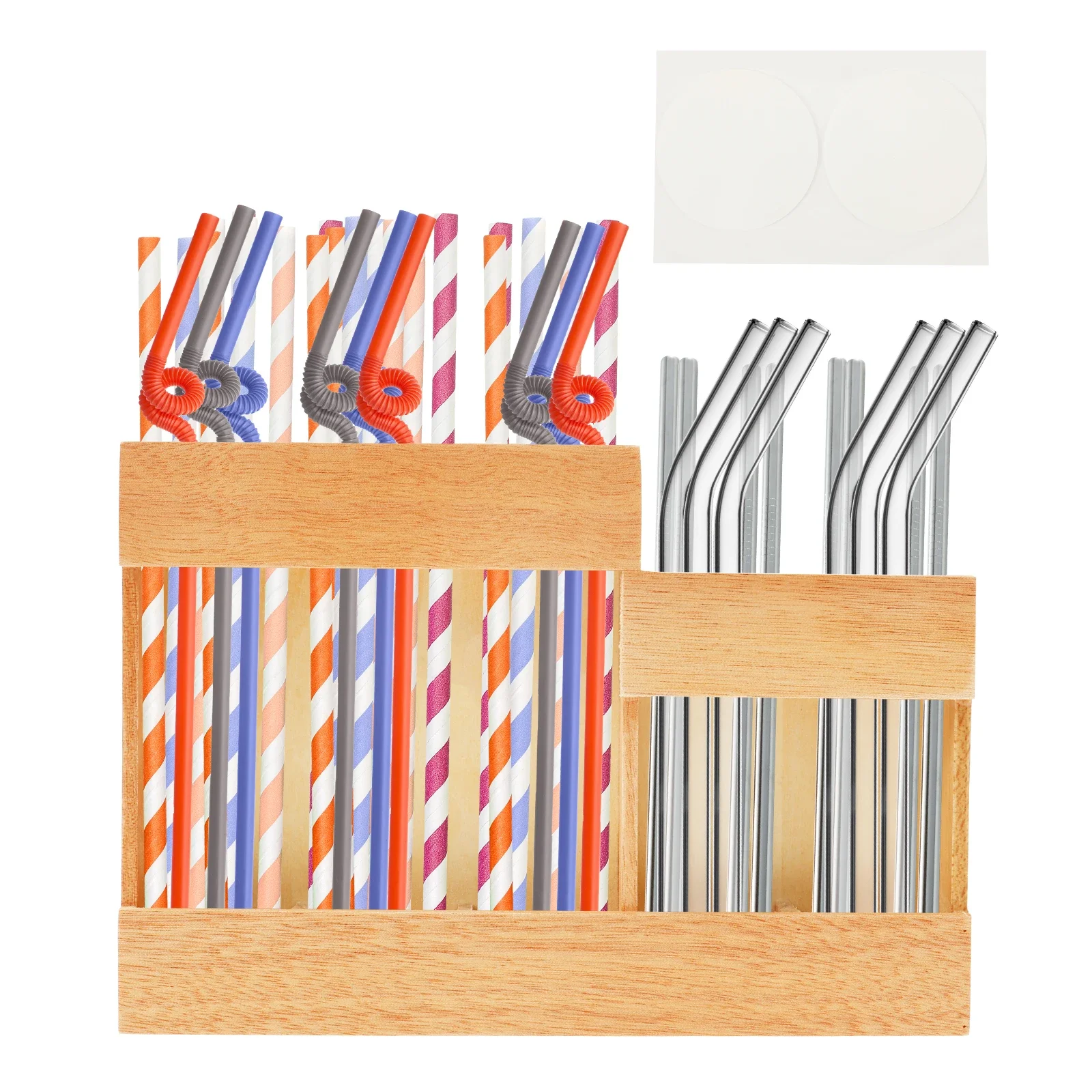 Деревянный органайзер для соломинки, компактный длинный/короткий держатель для соломинки с двухсторонним клеем, ящик для хранения соломинки на кухонной столешнице
Деревянный органайзер для соломинки, компактный длинный/короткий держатель для соломинки с двухсторонним клеем, ящик для хранения соломинки на кухонной столешнице