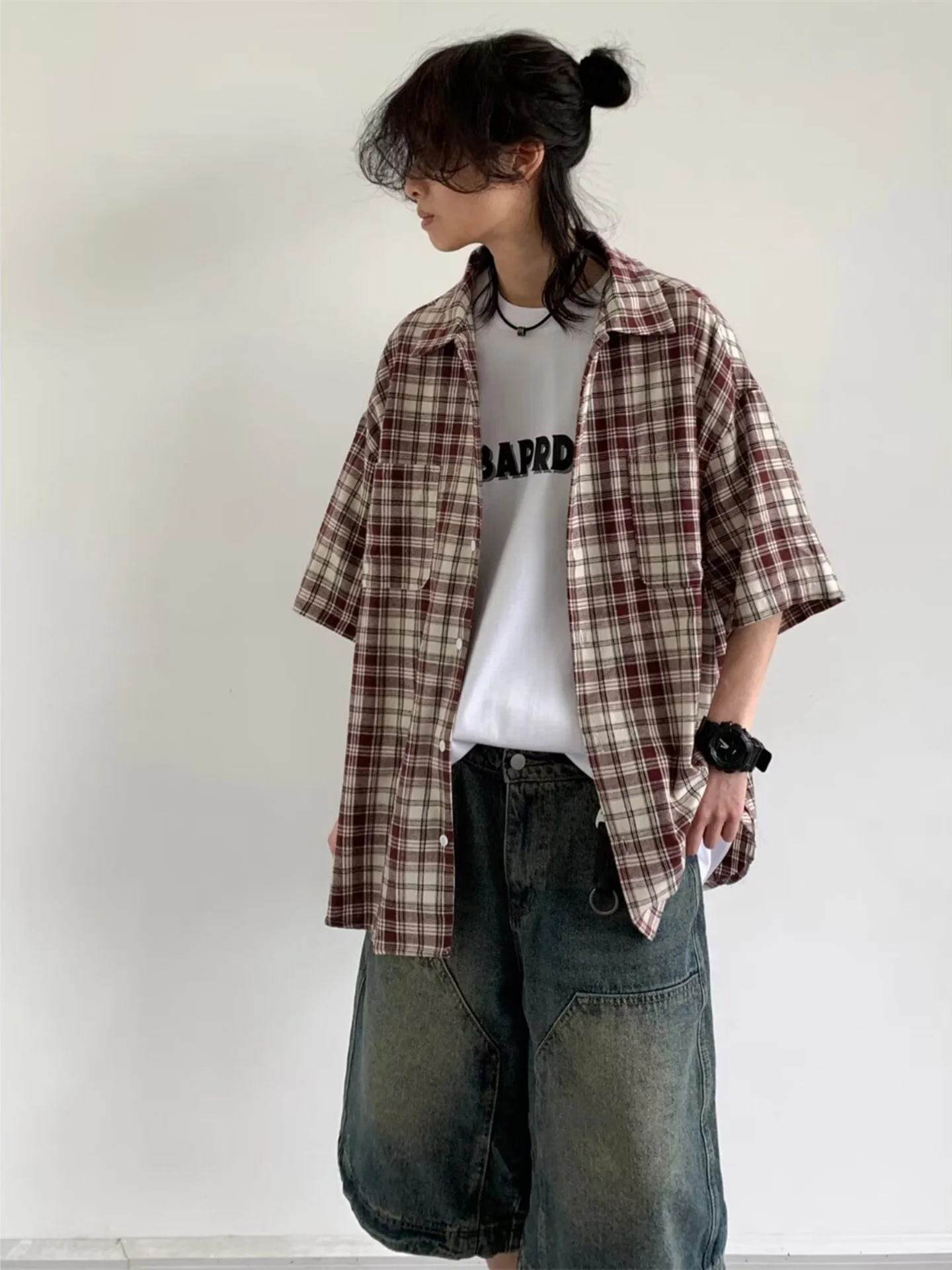 Loose Casual Plaid Shirt Men's Summer Vintage Cityboy Checkered Collared Top Couple's Lazy Style Outerwear Short Sleeve
Loose Casual Plaid Shirt Men's Summer Vintage Cityboy Checkered Collared Top Couple's Lazy Style Outerwear Short Sleeve