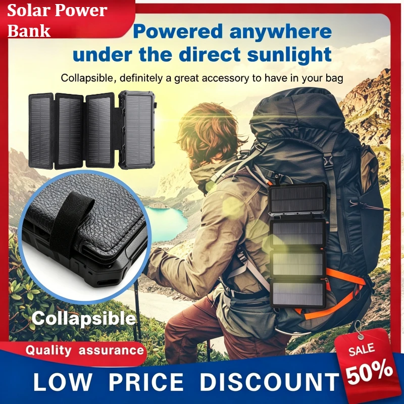20000mAh Foldable Solar Wireless Power Bank Portable Outdoor Power Supply with Emergency LED Light Fast Charging
20000mAh Foldable Solar Wireless Power Bank Portable Outdoor Power Supply with Emergency LED Light Fast Charging
