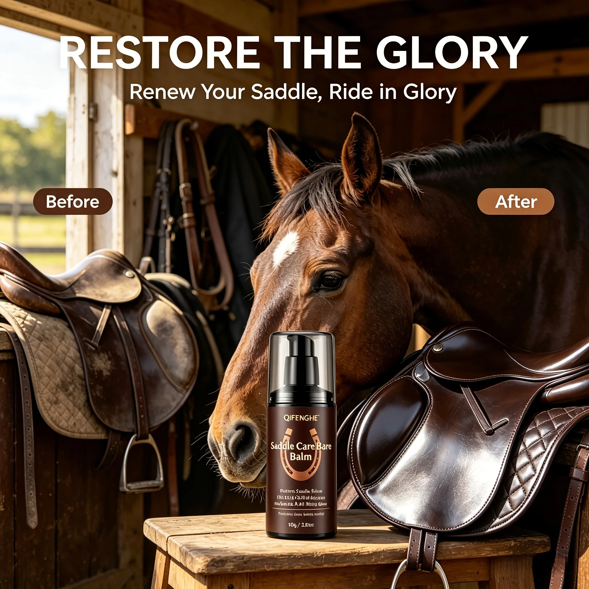 QiFENGHE Professional Saddle Care Balm 100g Net Shine Restorer for Saddle Pads & Riding Gear
QiFENGHE Professional Saddle Care Balm 100g Net Shine Restorer for Saddle Pads & Riding Gear