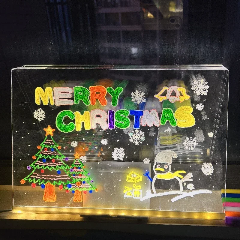 LED Light Painting DIY Acrylic Message Board Erasable Note Board With Night Light 7 Pens Colorful Drawing for Kids Birthday Gift
LED Light Painting DIY Acrylic Message Board Erasable Note Board With Night Light 7 Pens Colorful Drawing for Kids Birthday Gift