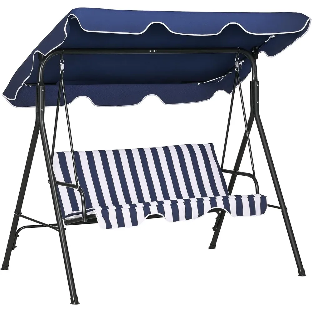 3-Seat Outdoor Patio Swing Chair, with Removable Cushion, Steel Frame Stand and Adjustable Tilt Canopy for Patio, Garden
3-Seat Outdoor Patio Swing Chair, with Removable Cushion, Steel Frame Stand and Adjustable Tilt Canopy for Patio, Garden