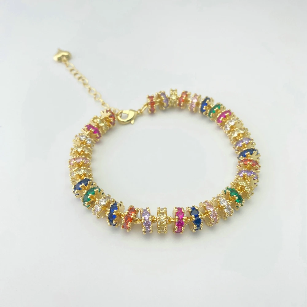 Dainty Colors Spacers Charms Bracelet Rainbow Zircon Pave Disc Beads Bracelets Women Jewelry
Dainty Colors Spacers Charms Bracelet Rainbow Zircon Pave Disc Beads Bracelets Women Jewelry