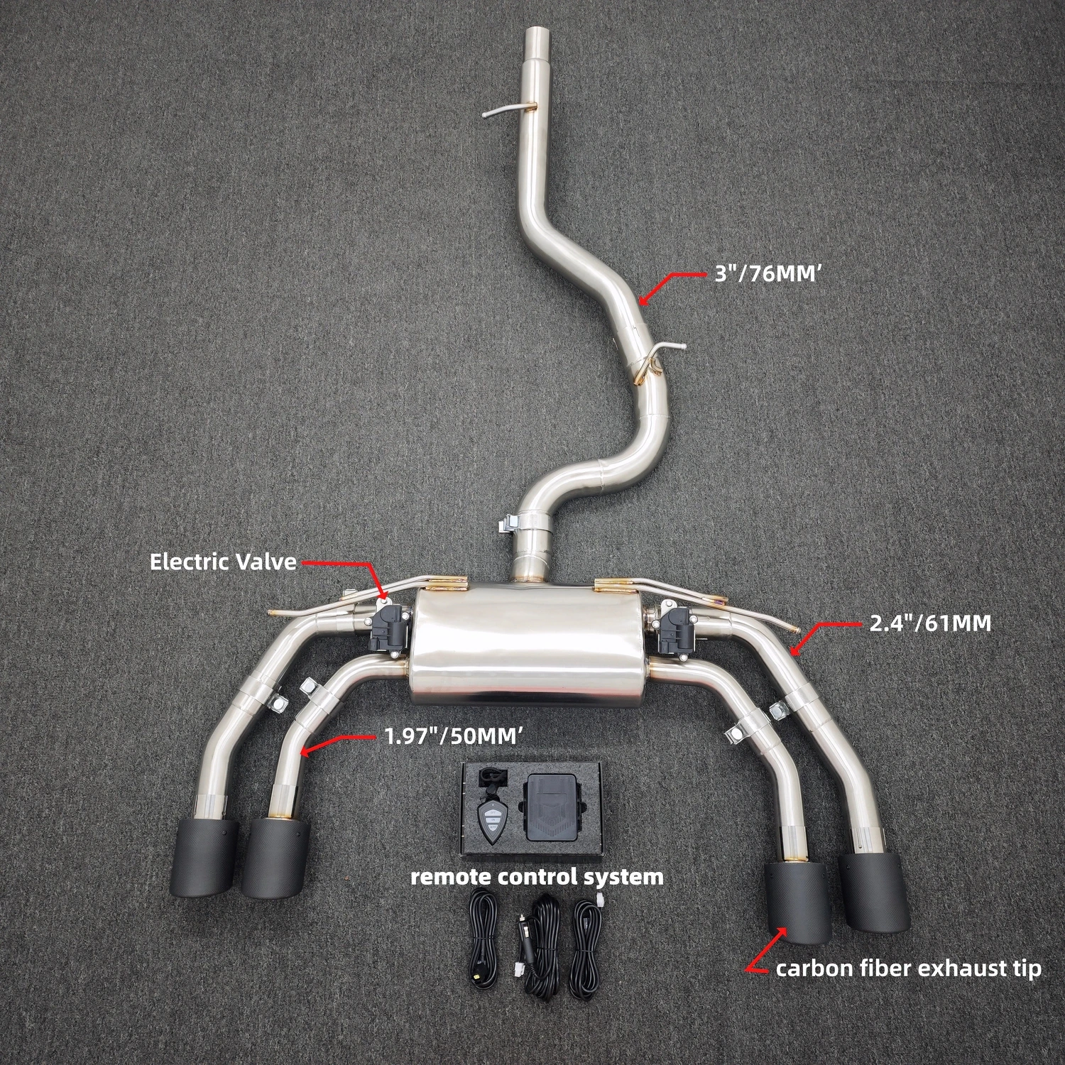 High Performance 304 Stainless Steel Valved Catback Exhaust System For Audi S3 2.0T 2015-2024
High Performance 304 Stainless Steel Valved Catback Exhaust System For Audi S3 2.0T 2015-2024