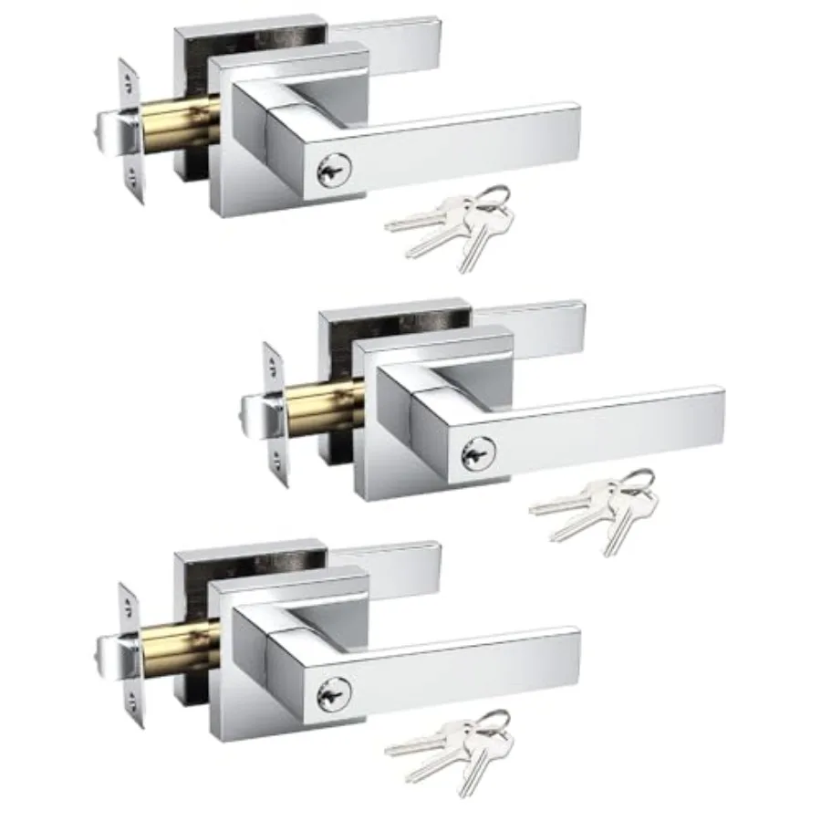 Door Levers with Lock and Key, Front Door Handle Keyed Alike Doorknobs Reversible for Left and Right
Door Levers with Lock and Key, Front Door Handle Keyed Alike Doorknobs Reversible for Left and Right