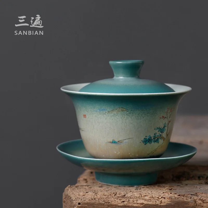 ★★Jingdezhen Kiln Baked Cover Teacup Kung Fu Tea Set Tea Making Device Hand-Painted Overglazed Color Figure Three-Talent Cup wit
★★Jingdezhen Kiln Baked Cover Teacup Kung Fu Tea Set Tea Making Device Hand-Painted Overglazed Color Figure Three-Talent Cup wit