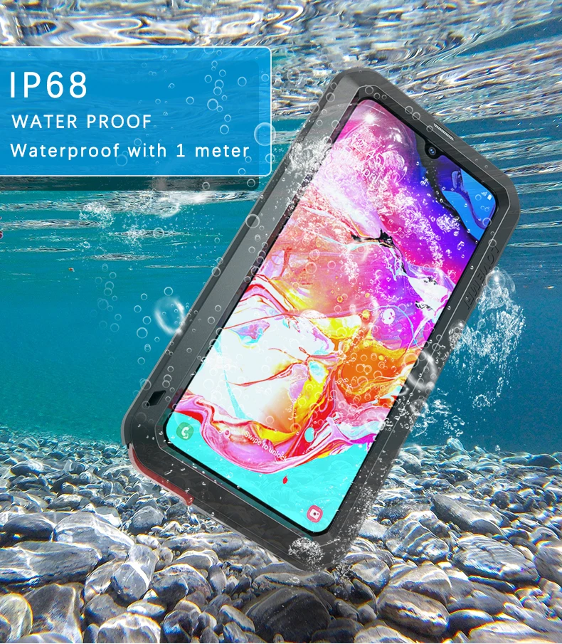 Водонепроницаемый чехол для телефона Love Mei для Samsung Galaxy A70, мощная металлическая Броня Shock Dirt, закаленное стекло, IP68
Водонепроницаемый чехол для телефона Love Mei для Samsung Galaxy A70, мощная металлическая Броня Shock Dirt, закаленное стекло, IP68