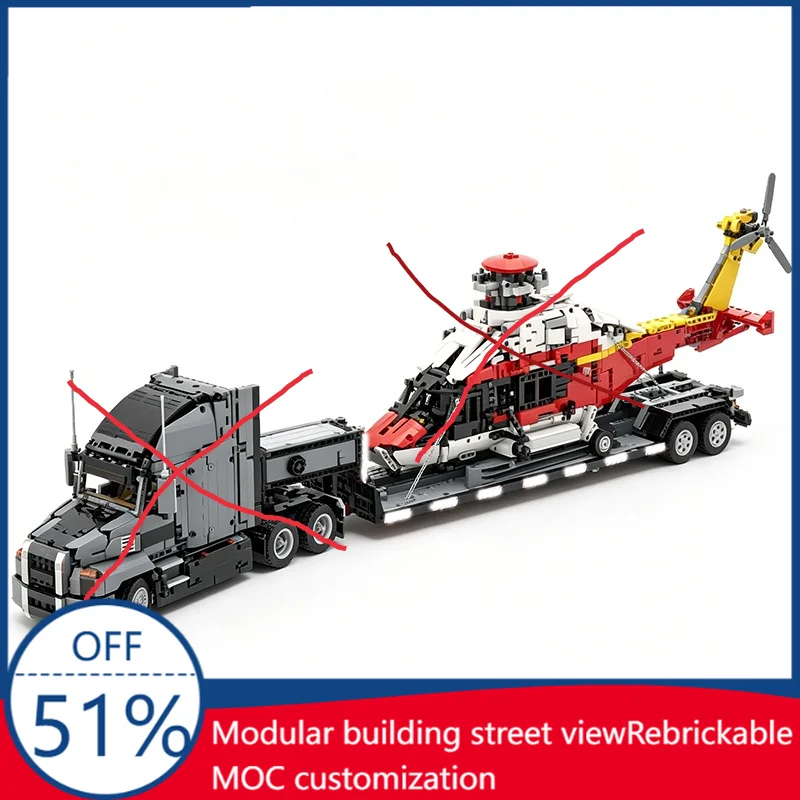 NEW 848PCS Big Mack Truck With Flatbed Trailer MOC Vehicle Model Custom Building Blocks Assembly Educational Toy Gifts For Kids
NEW 848PCS Big Mack Truck With Flatbed Trailer MOC Vehicle Model Custom Building Blocks Assembly Educational Toy Gifts For Kids