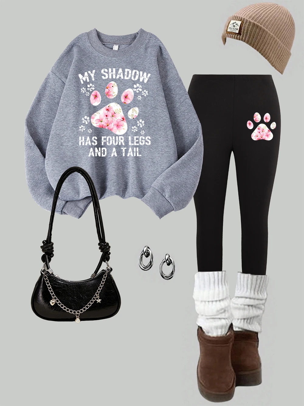 Женские толстовки с принтом кошачьих ног из 2 предметов, комплект леггинсов, уличные теплые флисовые штаны с капюшоном, осенне-зимняя женская одежда 
Женские толстовки с принтом кошачьих ног из 2 предметов, комплект леггинсов, уличные теплые флисовые штаны с капюшоном, осенне-зимняя женская одежда