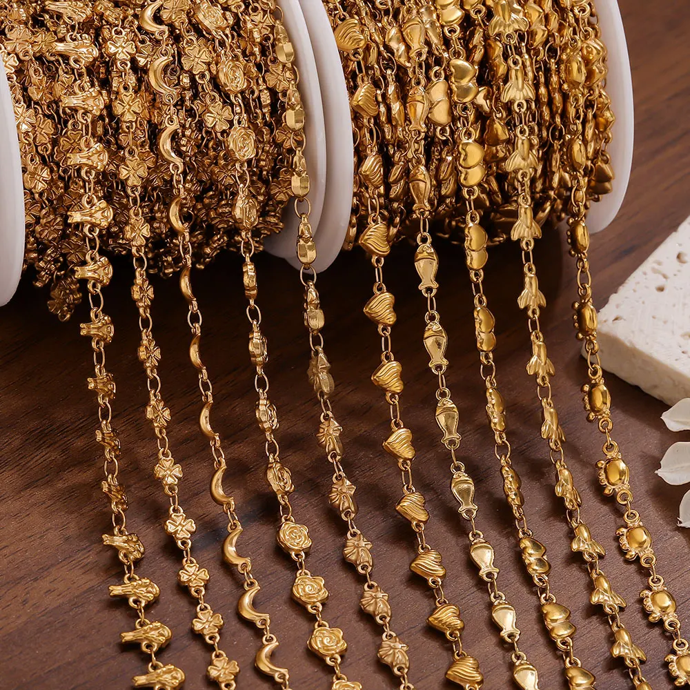 1Meter Stainless Steel Chains Gold Flower Heart Fish Star Link Cable Chains for DIY Jewelry Making Necklace Findings Wholesale
1Meter Stainless Steel Chains Gold Flower Heart Fish Star Link Cable Chains for DIY Jewelry Making Necklace Findings Wholesale