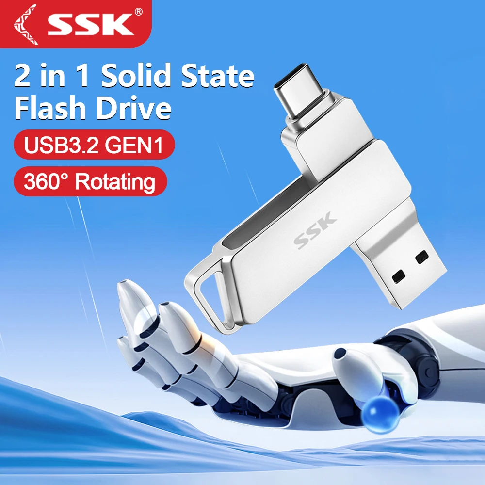 SSK Usb flash drive 2 in 1 OTG USB 3.2 & Usb-C Flash Memory Stick Usb Flash Disk 64GB/128GB/256GB Type C Pen drive for PC Tablet
SSK Usb flash drive 2 in 1 OTG USB 3.2 & Usb-C Flash Memory Stick Usb Flash Disk 64GB/128GB/256GB Type C Pen drive for PC Tablet