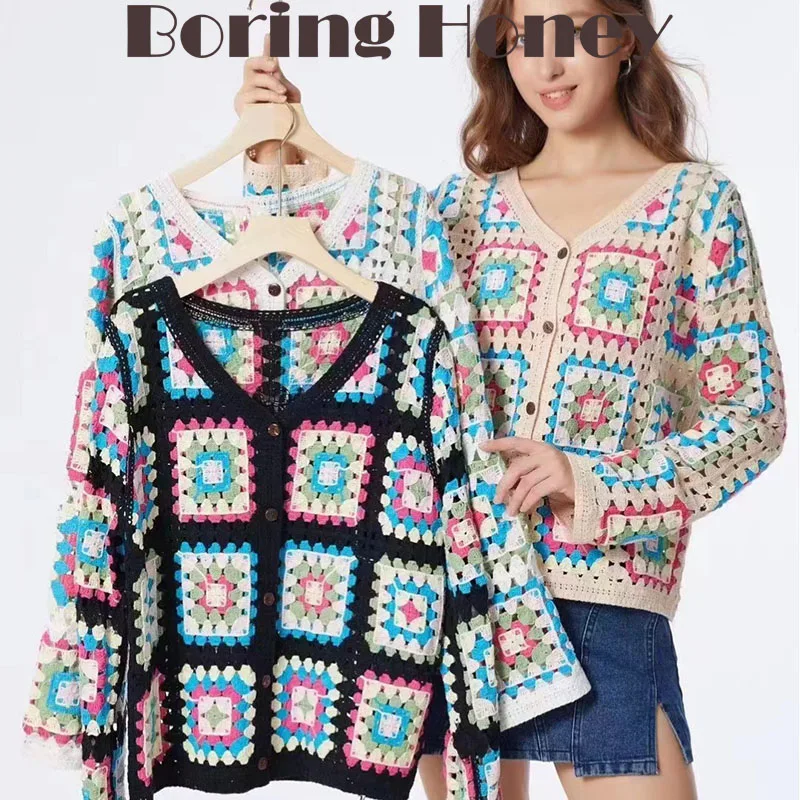 Boring Honey Autumn Winter Retro Plaid Sweater Women's New V-Neck Hollow Cardigan Loose Outside With Long-Sleeved T-Shirt Women
Boring Honey Autumn Winter Retro Plaid Sweater Women's New V-Neck Hollow Cardigan Loose Outside With Long-Sleeved T-Shirt Women