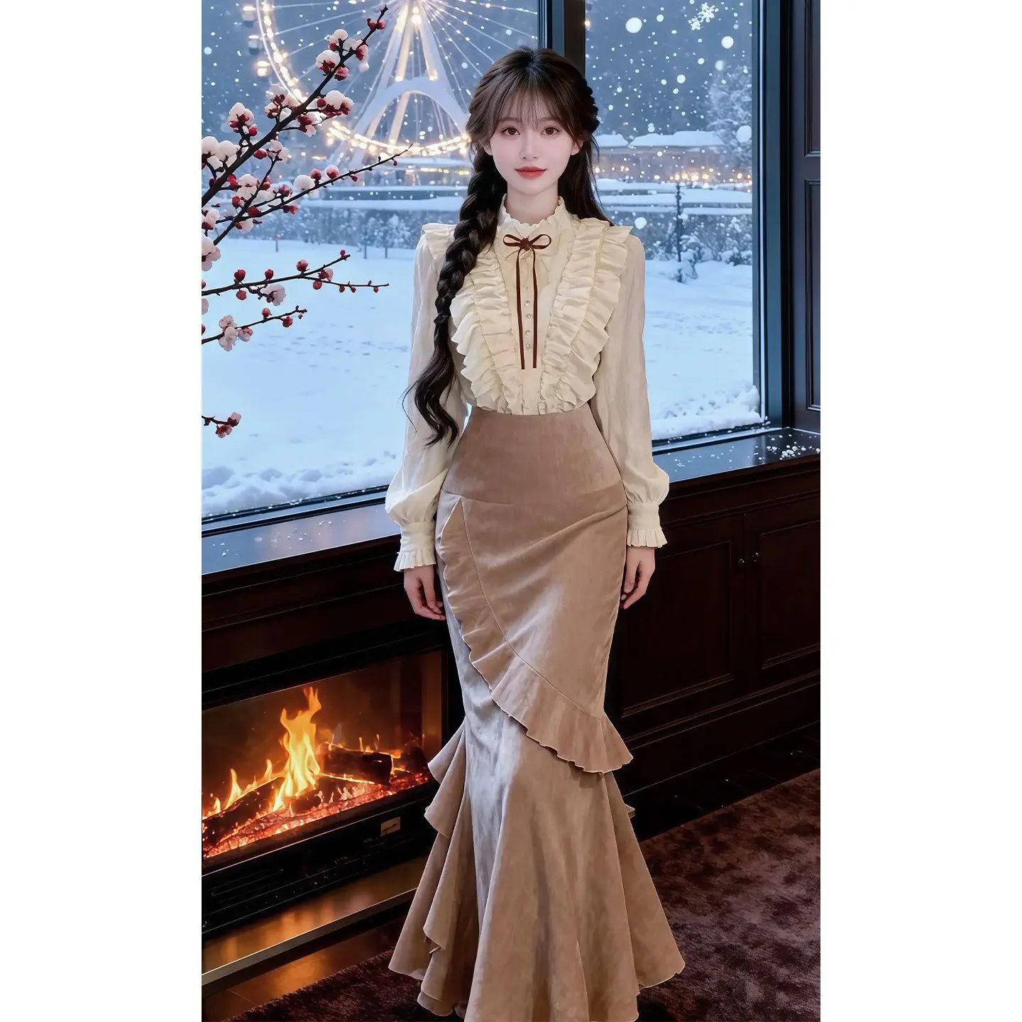 Elegant Autumn Winter New Year Gentle Style Rich Girl Set Women's High Waist Fish Tail Skirt Long Sleeve Shirt Fashionable En...
Elegant Autumn Winter New Year Gentle Style Rich Girl Set Women's High Waist Fish Tail Skirt Long Sleeve Shirt Fashionable En...