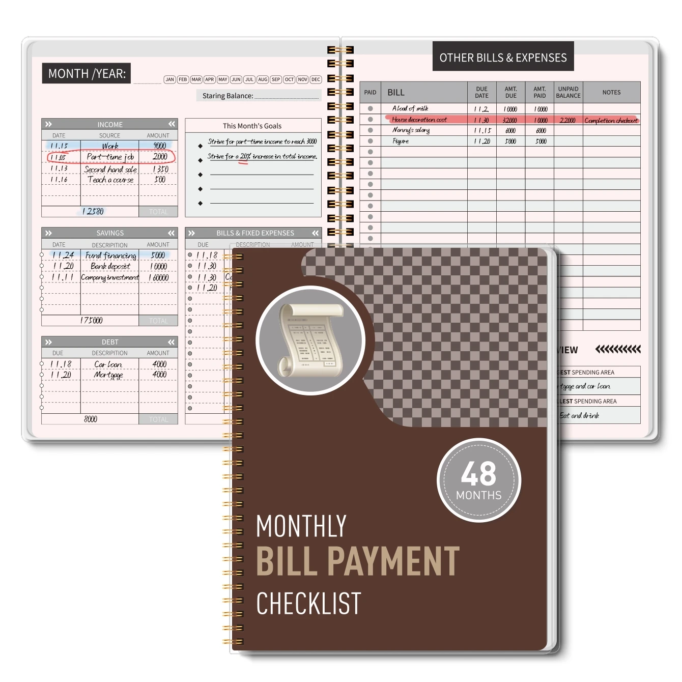1Pc Monthly Bill Payment Checklist Planner 48 Months Budget Book Spiral Notebook Expense Tracker Income Savings Organizer
1Pc Monthly Bill Payment Checklist Planner 48 Months Budget Book Spiral Notebook Expense Tracker Income Savings Organizer
