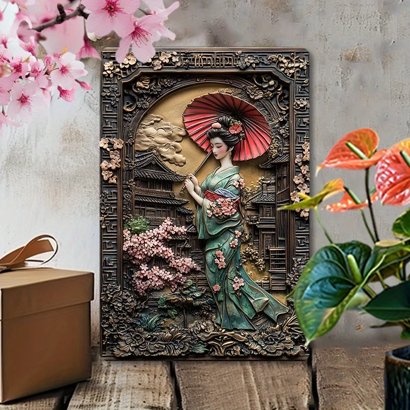 Geisha Wall Art, Durable Aluminum Sign Featuring A Beautiful Geisha with An Umbrella, Perfect for Living Room or Farmhouse Decor
Geisha Wall Art, Durable Aluminum Sign Featuring A Beautiful Geisha with An Umbrella, Perfect for Living Room or Farmhouse Decor
